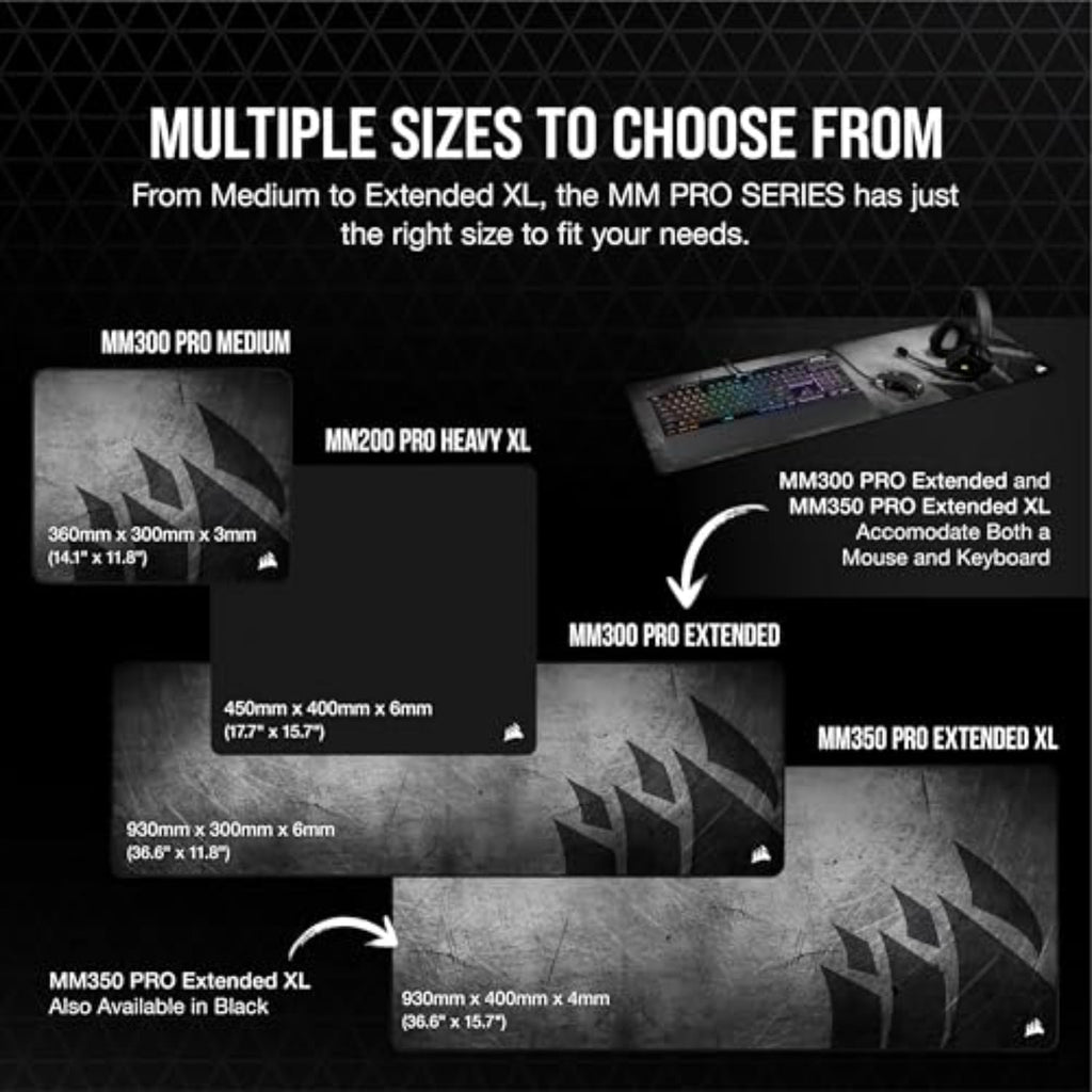 Corsair MM300 PRO Premium Spill-Proof Cloth Gaming Mouse Pad Extended - Multicolor