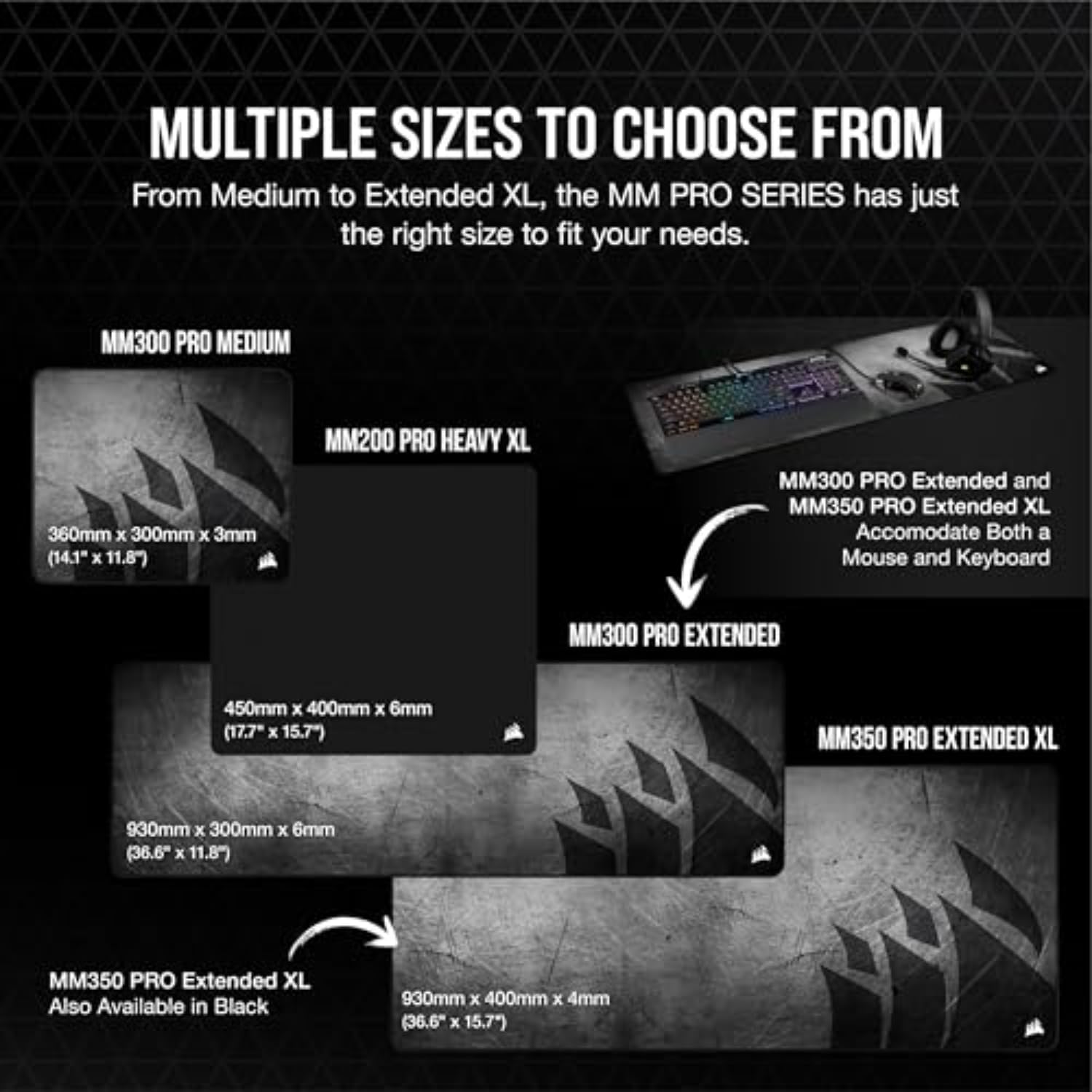 Corsair MM300 PRO Premium Spill-Proof Cloth Gaming Mouse Pad Extended - Multicolor