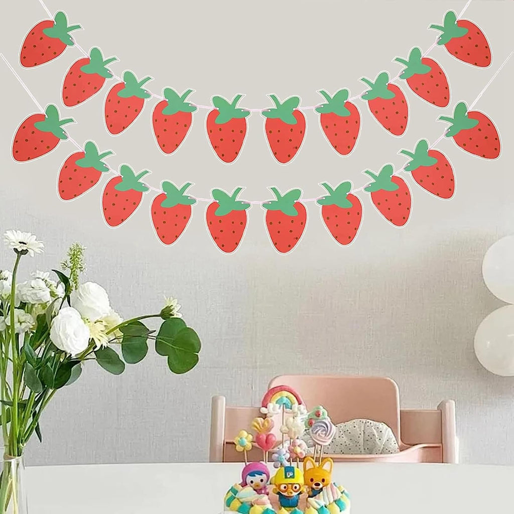 Strawberry Birthday Party Disposable Tableware Set with Plates, Napkins and Banners for Fruit Party, Picnic, Wedding, Baby Shower, 20 Guests (Strawberry 1#)