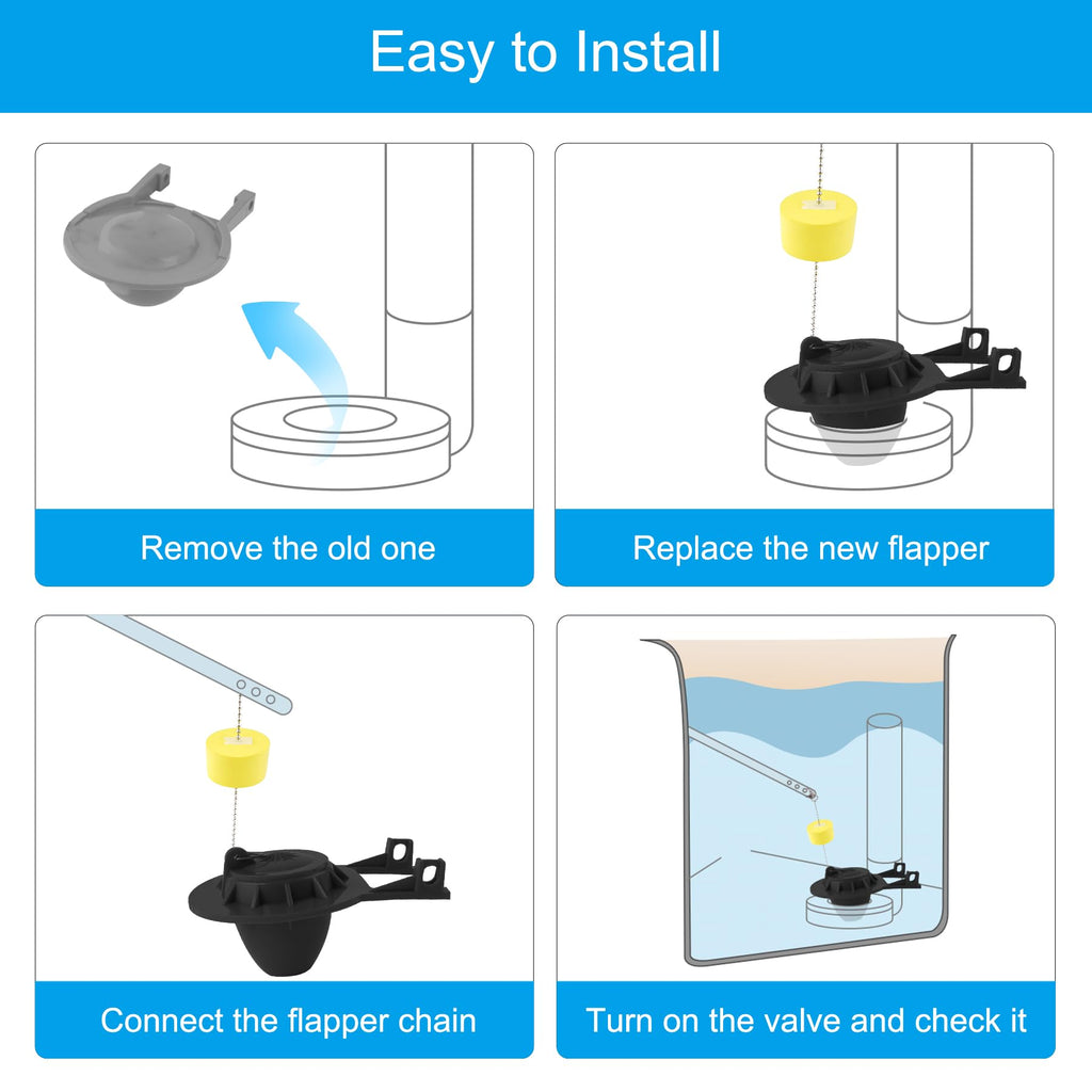 Hibbent 2 Pack 2-Inch Toilet Flapper Replacement Compatible with American Standard 7381129-200.0070A Universal Flapper and Chain with Float, 2-Inch Flush Valves Water Saving, High Performance