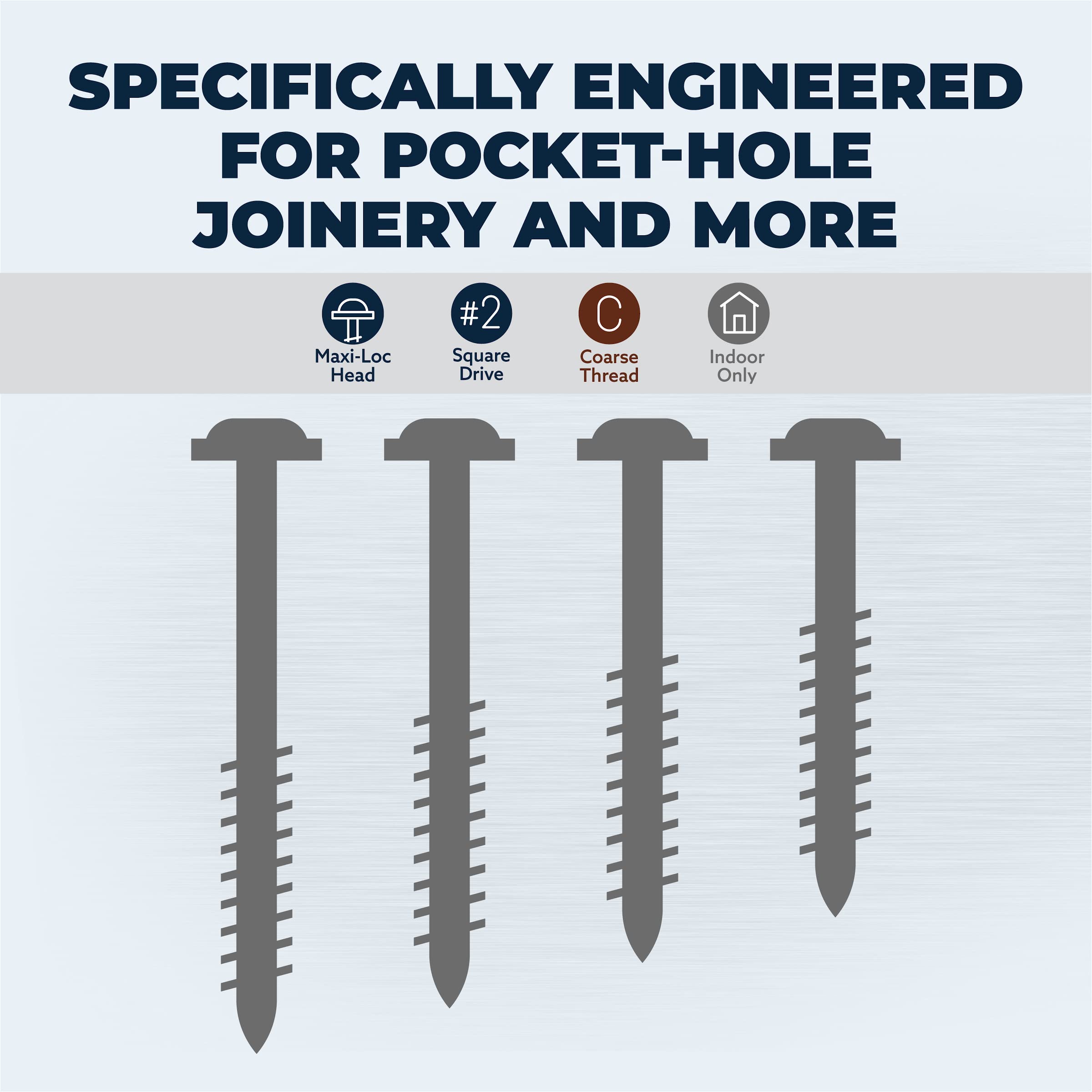 Kreg Zinc Pocket-Hole Screws - SML-C150-250 - 1-1/2 Inch - Coarse Thread - Maxi-Loc Head - Indoor - 250 Count