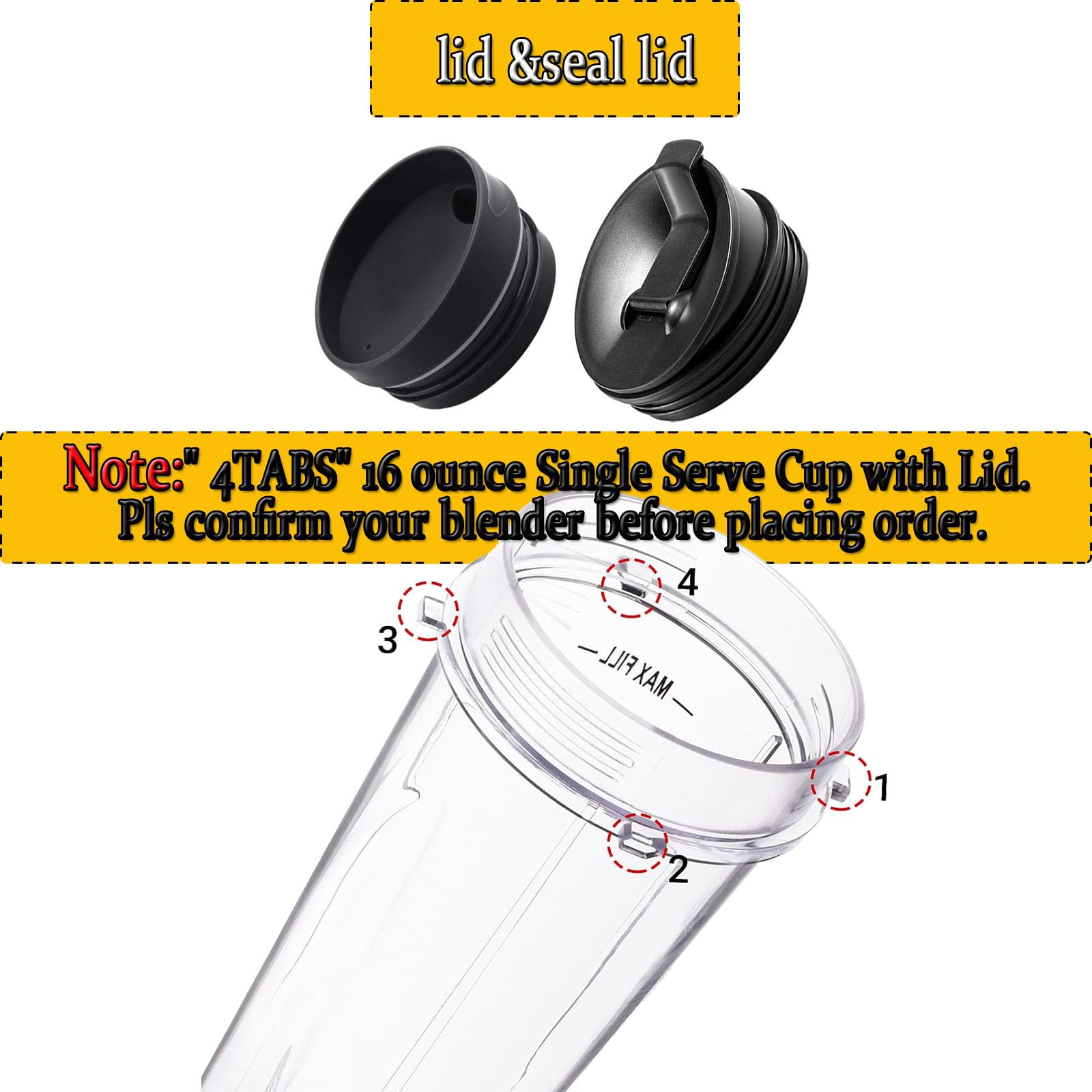 2 Pack 16 oz Blender Cups with Leakproof Sip Lids Compatible with Nutri Ninja, Replacement Single Serve Cups for BL660 BL663 BL740 BL770 BL780 BL810 BL771