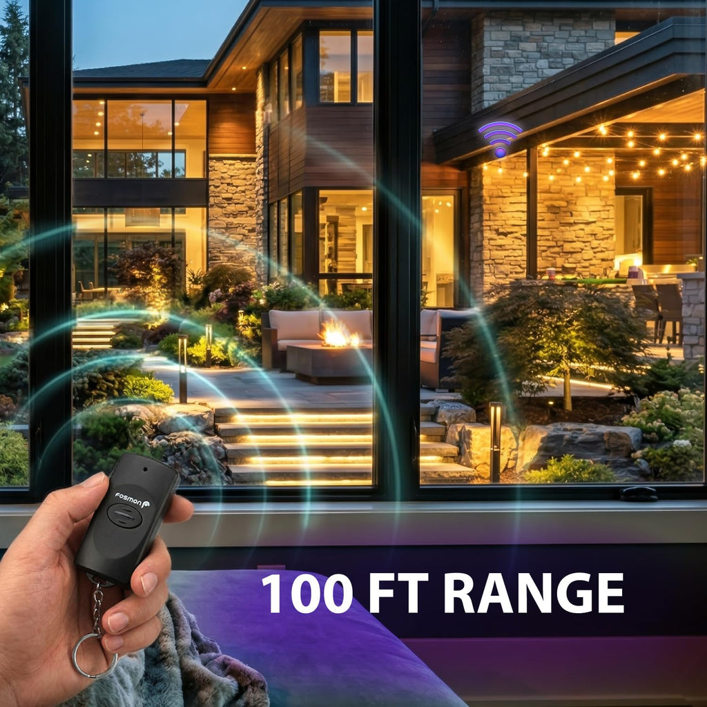 Wireless Remote Control Outlet, Fosmon Outdoor Electrical Outlet Switch Weather Resistant Heavy Duty, 3-Prong Plug-in (Battery Included) (1, 1 Pack)