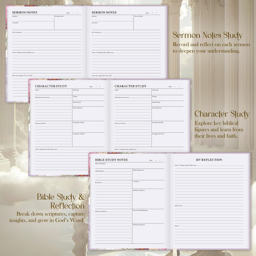 Lanpn Bible Study Journals for Women with Tabs & Highlighters, Church Notes Taking Daily Devotional Journaling, Leather Bible Prayer Guide Notebook Christian Religious Faith Based Gifts