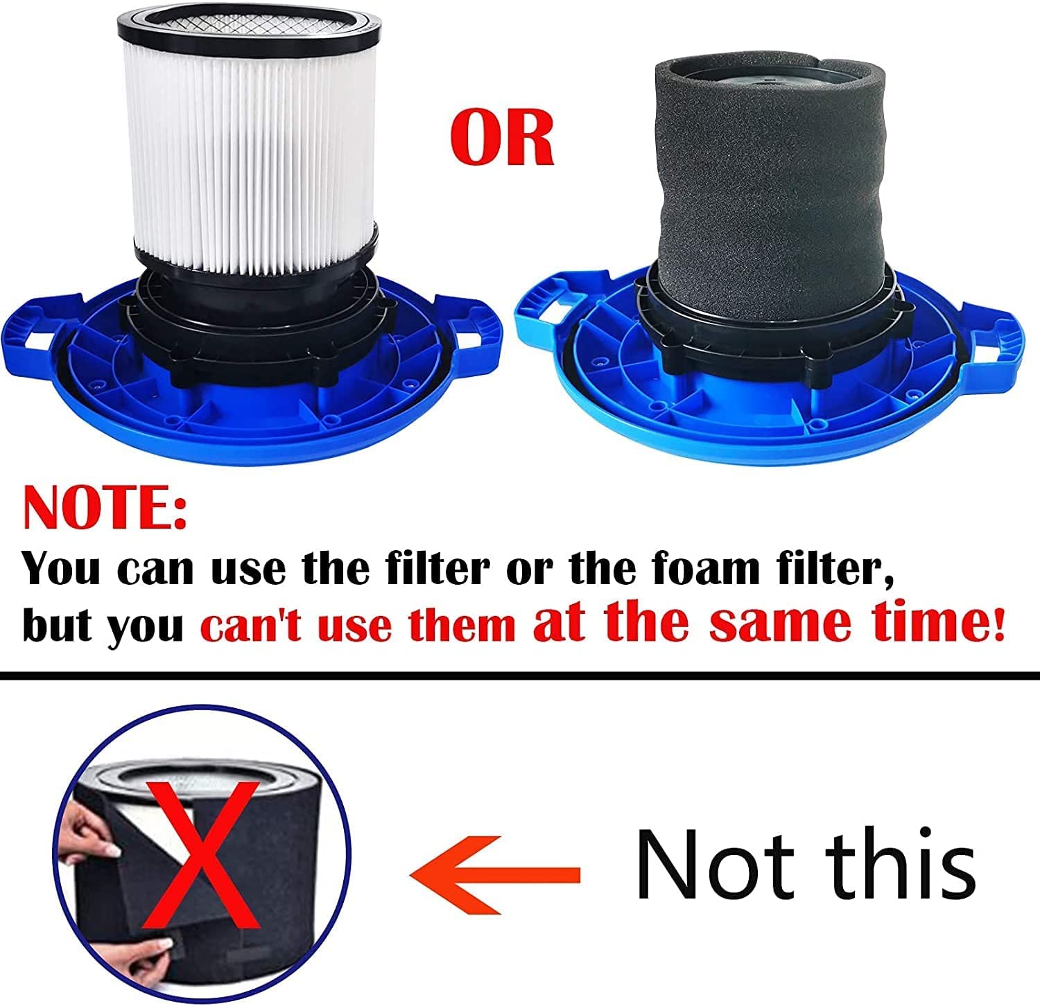 10 Pieces 90107 Filter and 90585 Foam Sleeve & Retaining Band, Compatible with Shop Vac 5 Gallon and Fit MACS-200D SS11-450 Vacmaster Vacuum Cleaners, Part # 9010700 90585 9013700