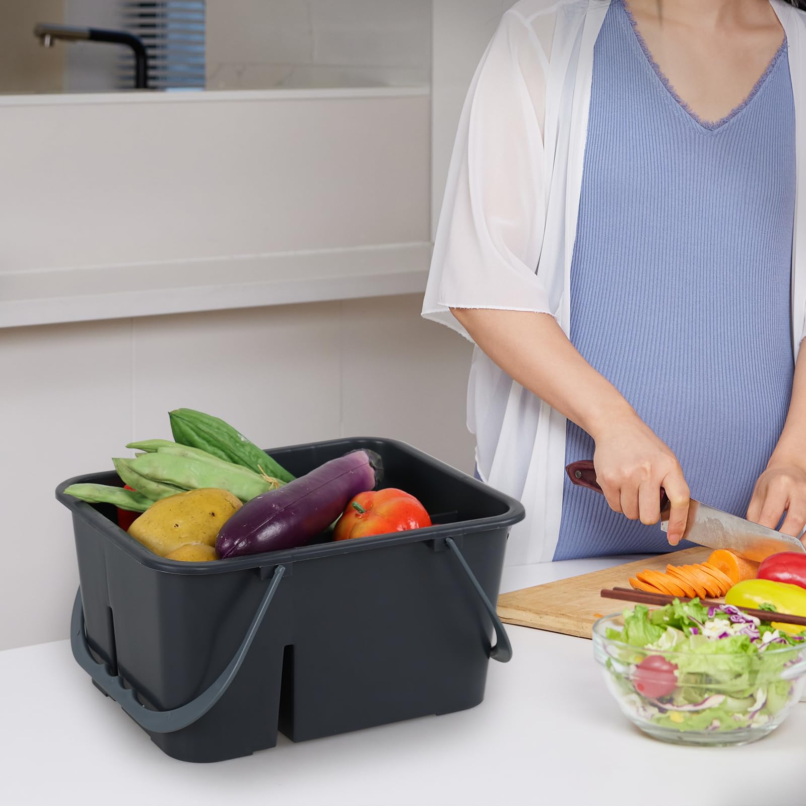 Bringer Plastic Cleaning Tool Storage Caddy, Cleaning Caddy Tote, Grey, 11.33" x 8.89" x 5.74"