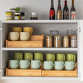Hongtamoya 2-Tier Expandable Coffee Mug Holder, Countertop Station Bamboo Mug Cup Rack Coffee Bar Organizer, Tea Cups Stand for Cabinet, Multi-functional Mug Holder Shelf for Kitchen, Home