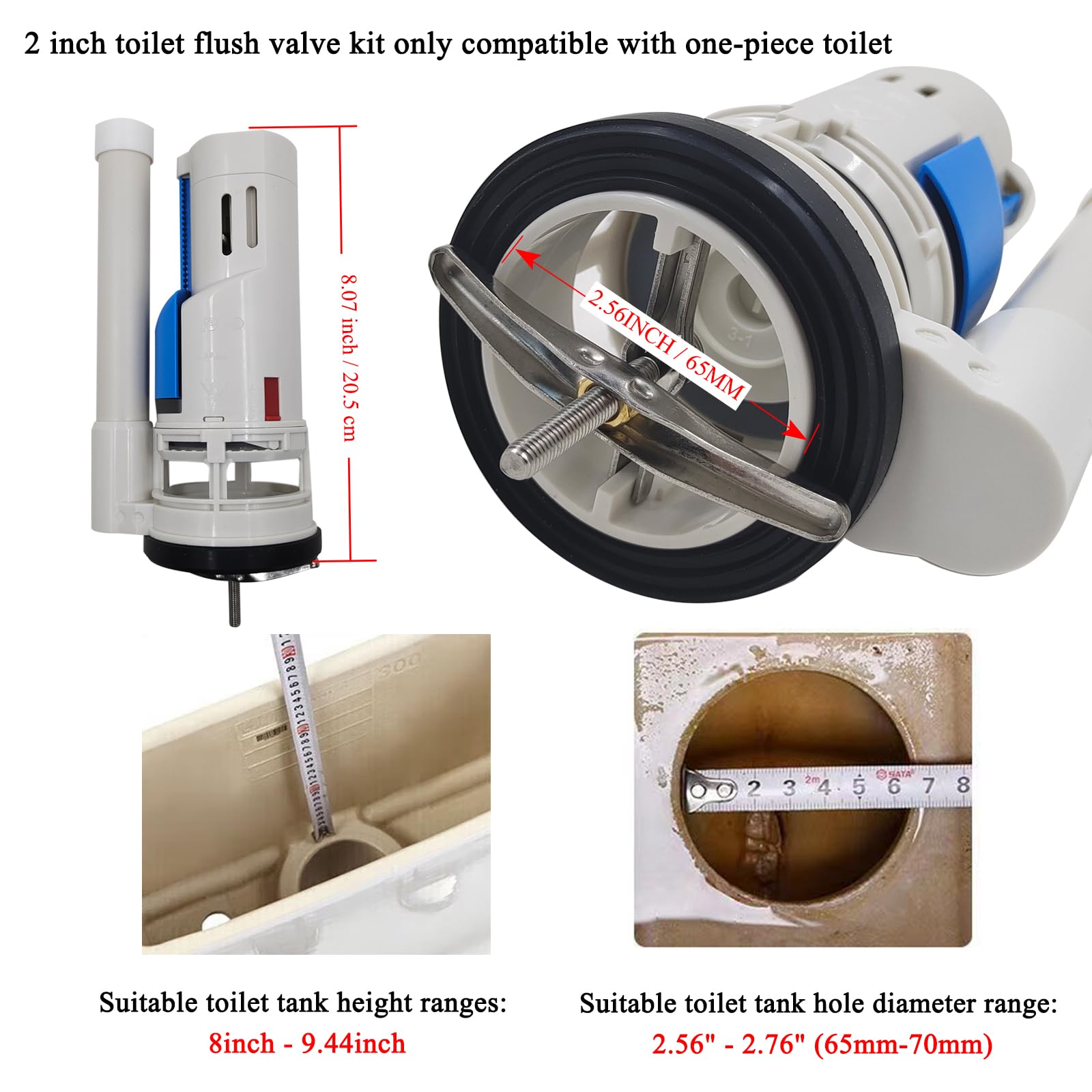 Toilet Flush Valves 2-Inch Replacement Valve Kit Assembly for One Piece Dual Flush Drain Valve Repair Compatible with TOTO THU338N