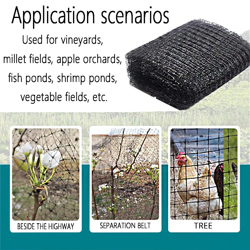 6.8 x 100 FT Heavy Duty Bird Netting with Cable Ties & Ground Nails, PP Material Anti-Bird Reusable Garden for Fruit, Vegetable, Plant Trees, Fence Netting, Mesh Barrier, Animal Protect Plants