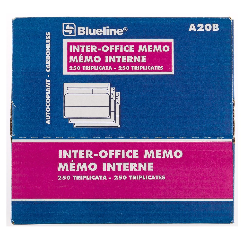 Blueline Inter-Office Memos in Snap Sets 250 Carbonless Triplicates Bilingual 8-1/2-Inchx8-Inch (A20B)