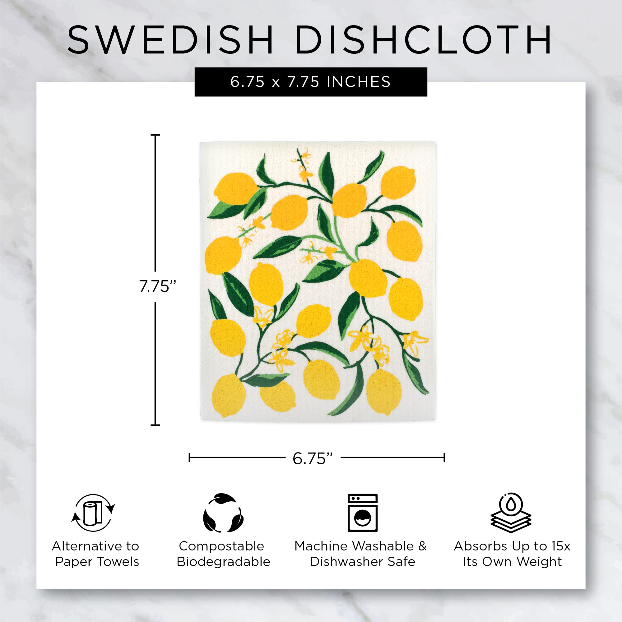 DII Swedish Dishcloths for Kitchen & Cleaning, Reusable, Machine Washable & Dishwasher Safe, Biodegradable, 7.75 x 6.75, Octopus, 3 Piece