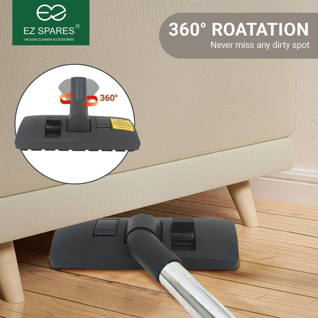 EZ SPARES Universal Vacuum Cleaner Floor Brush with Vacuum Adapter,Compatible with Most Brand,Hoover, Eureka, Rainbow,Shop VAC,Nozzle Tool,2-in-1 for Hard Floor&Carpet Combo(with Mini Cleaning Brush)