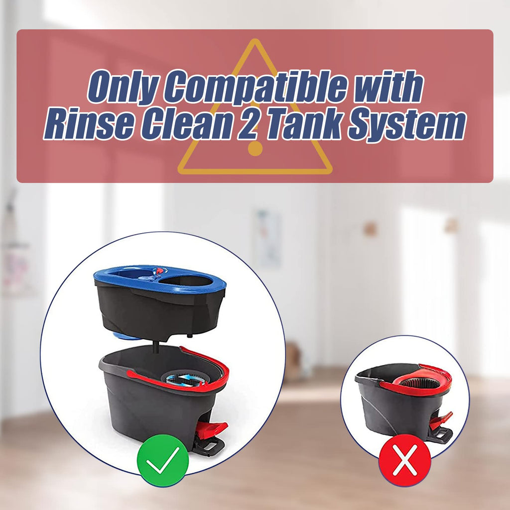 RinseClean Spin Mop Head Refill for Vileda EasyWring 2-Tanks System - Rotating Microfiber Triangle Replacement Pads Washable & Reusable fit All Floor - 6 Cloth