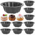 ZENFUN 10 Pcs Mini Flan Molds Pan, 4 Inches Fluted Cake Pan Nonstick, Carbon Steel Mini Flan Molds Pans, Cake Pans Reusable Tube Oven Baking Mold for Cupcake, Bread, Bavarois, Brownie