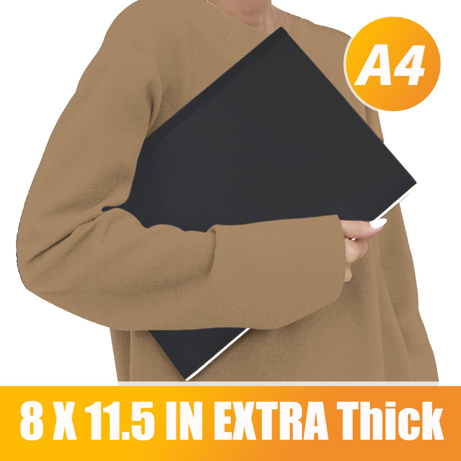 UIRIO A4 Wide Ruled Notebook, 8 x 11.5 in, Faux Leather Softcover, 200 Sheets / 400 Pages – Large Lined Writing Notebook for Work, Meetings & Notes (Black)