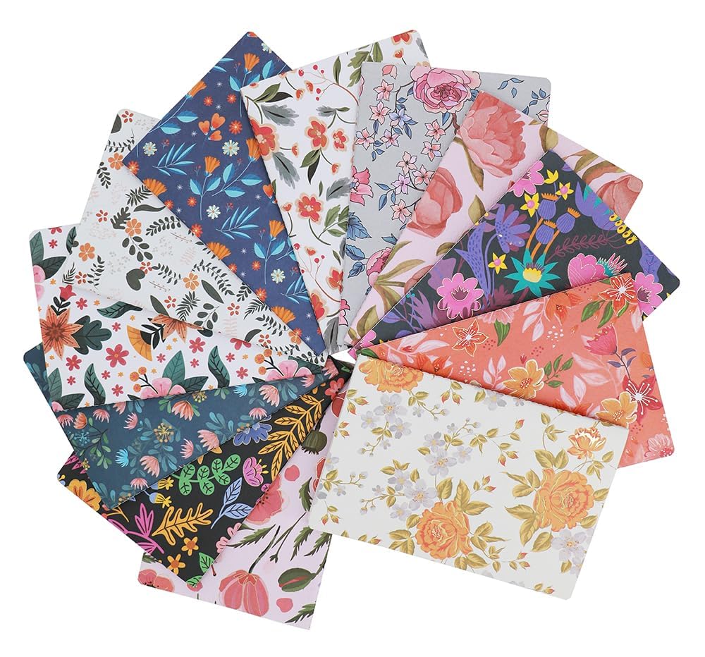 Pack of Journals for Writing A5 Travelers Notebook Bulk Set - 12 Pack with 60 Lined Pages, 30 Sheets, and Embossed Cover in Floral Bliss Pattern (5.75 x 8.35 Inches)