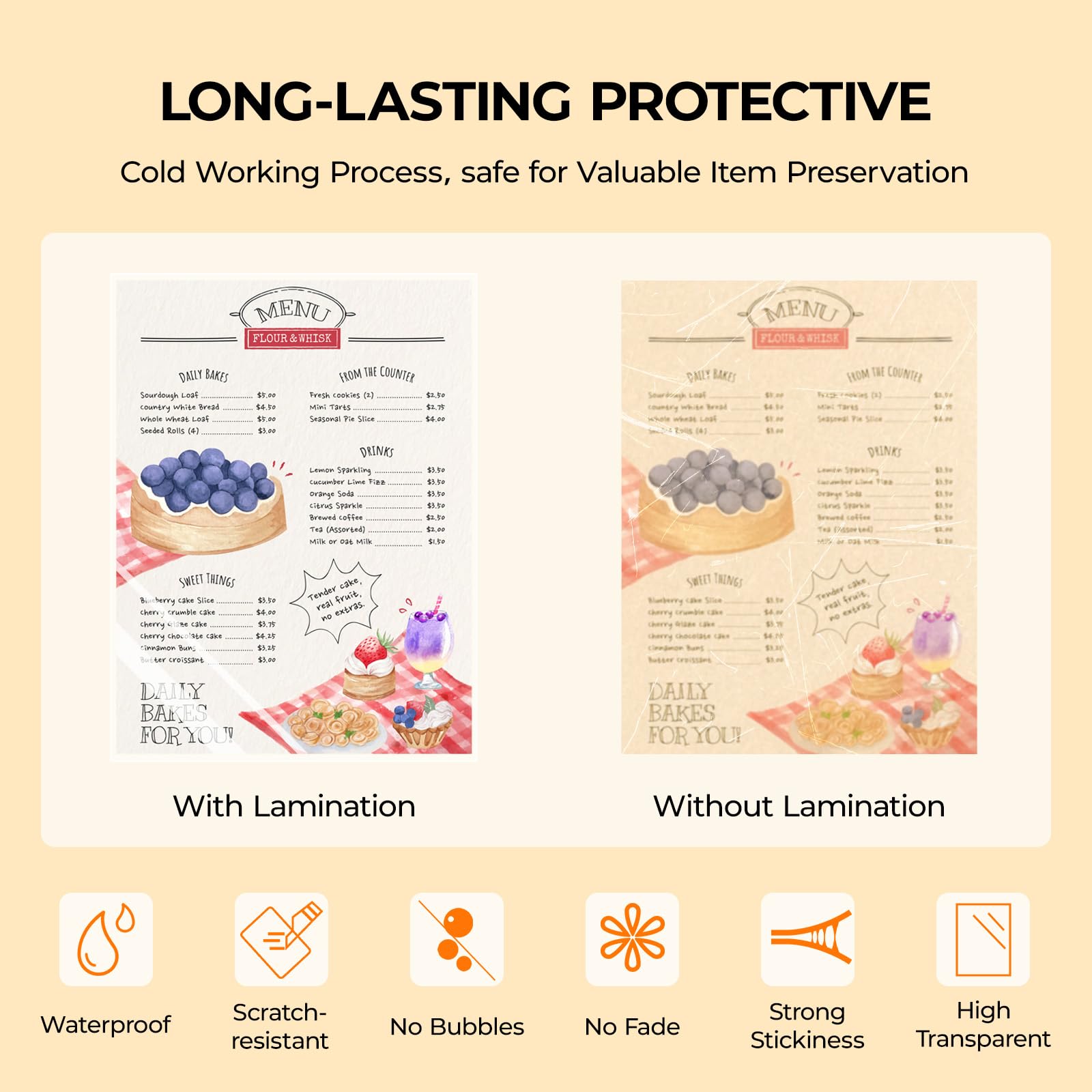 HTVRONT Self Adhesive Laminating Sheets-50 Sheets 9 X 12 Inches, No Machine Needed Clear Laminating Sheets