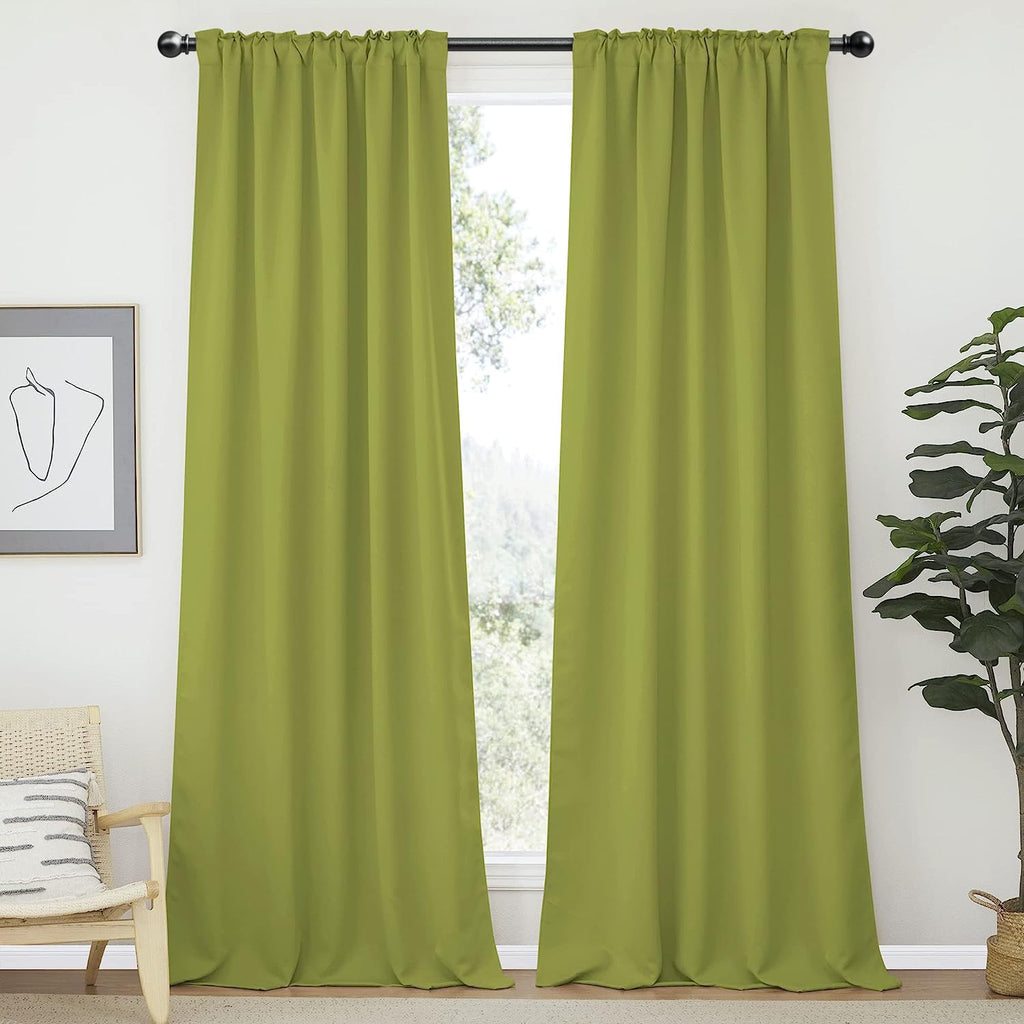 2 Pack Curtain Rod 48 to 84 inch, Adjustable 5/8 Diameter Decorative Drapery Rod Set of 2, Heavy Duty Metal Standard Curtain Rod for Bedroom, Living Room, Black