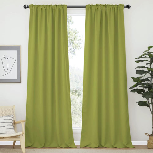 2 Pack Curtain Rod 48 to 84 inch, Adjustable 5/8 Diameter Decorative Drapery Rod Set of 2, Heavy Duty Metal Standard Curtain Rod for Bedroom, Living Room, Black