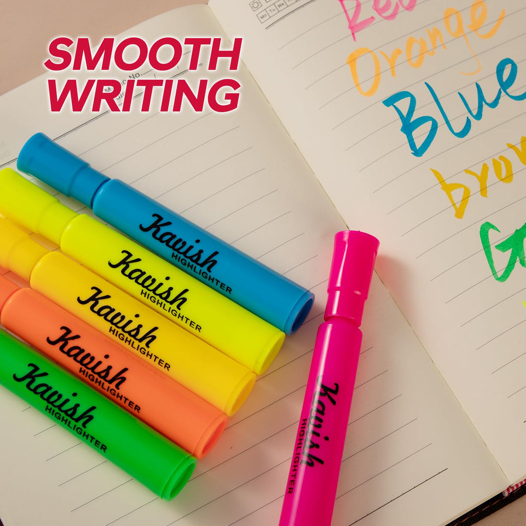 24 Pcs Kavish Highlighters, 6 Bright & 6 Soft Pastel Colors, Chisel Tip No-Bleed Quick-Dry Highlighter Pens for School, Office & Study Supplies