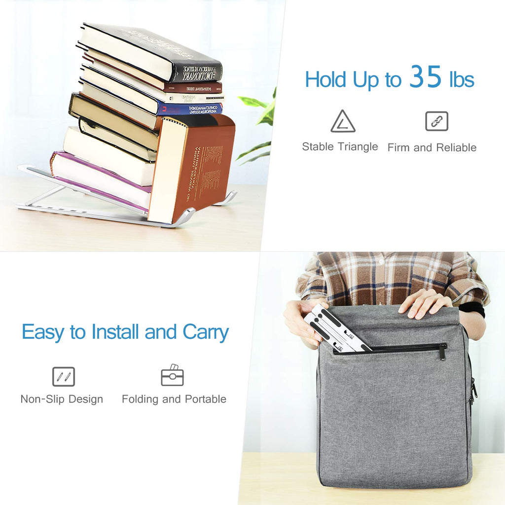 Laptop Stand, iVoler Laptop Holder Riser Computer Tablet Stand, 6 Angles Adjustable Aluminum Ergonomic Foldable Portable Desktop Holder Compatible with MacBook,iPad, HP, Dell, Lenovo 10-15.6”Silver