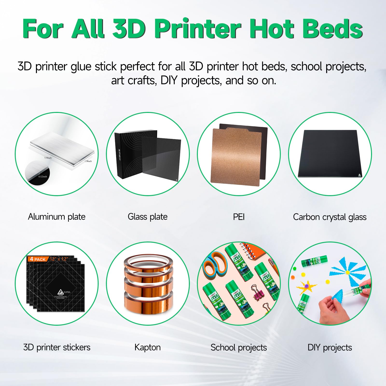 6PCS 3D Printer Glue Sticks, PVP Solid Glue Sticks for Hot Bed Plate, Washable, Reduce Warping for PLA, ABS, PETG, HIPS, TPU Filament on PEI, Glass, Aluminum, Buildtak Board