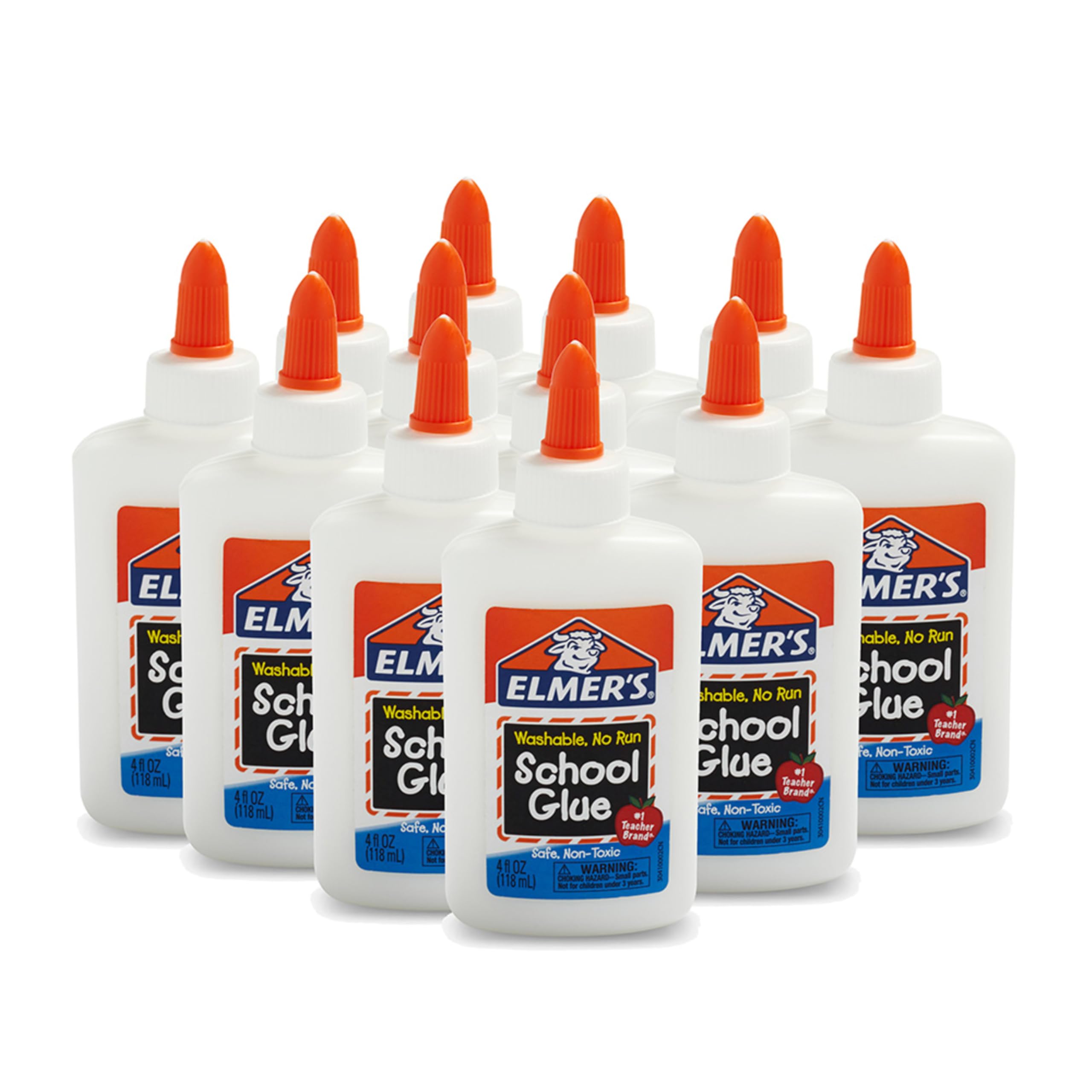 Elmer's Liquid School Glue, White, Washable, 4 Ounces, 12 Count
