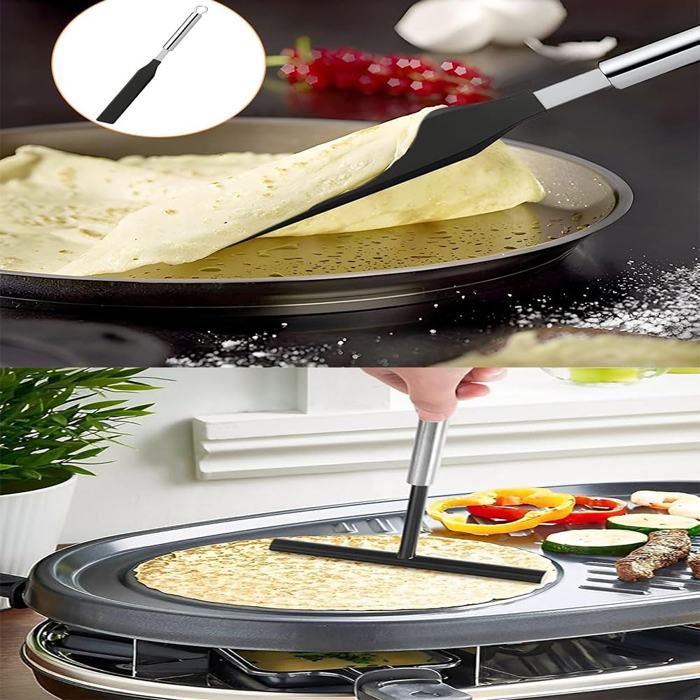 Yeanifeana Crepe Spreader and Spatula Set,Stainless Steel Crepes Spreader Tool,Crepe Spatula Crepes Maker Accessories for Kitchen Home Restaurant Pancake Bakery