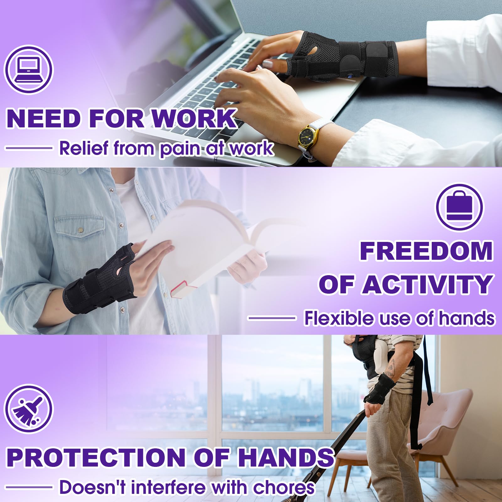 TISMOD Wrist Brace Carpal Tunnel with Thumb Support,Adjustable Night Thumb Spica Splint Right Left Hand,Wrist Guard Stabilizer Arthritis,Tendonitis,syndrome,De Quervain's Tenosynovitis Women Men