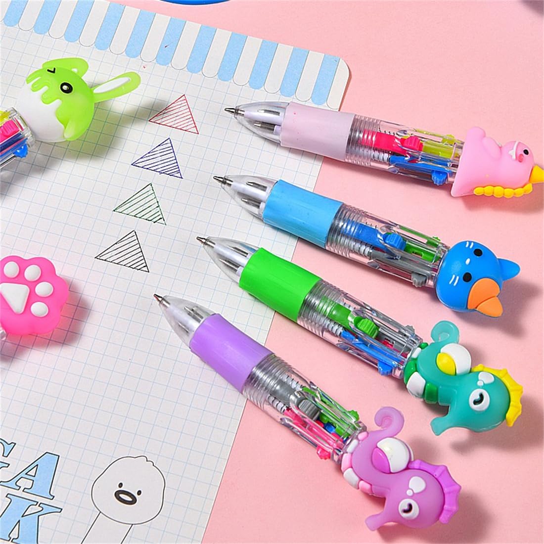 30 Pack Cute Multicolor Pens | Kawaii 4-in-1 Colors Ballpoint Pens for School Office, Classroom Prizes - Perfect Party Favors,Fun Writing Gifts for Students, Colleagues, Artists