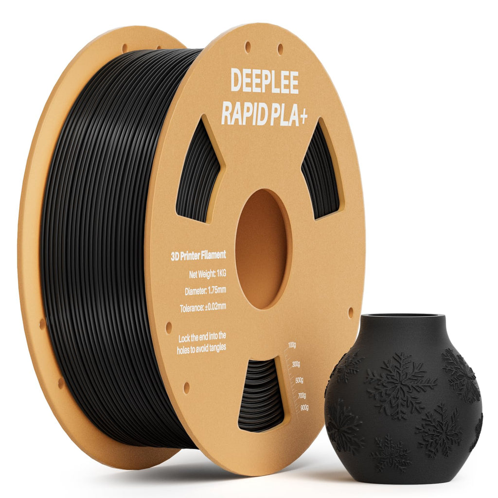 DEEPLEE Rapid PLA Plus Filament 1.75mm, High Speed 3D Printer Filament Up to 600mm/s, PLA+ Filament Dimensional Accuracy +/- 0.02 mm Fits Most FDM 3D Printer, Cardboard Spool Black 1kg