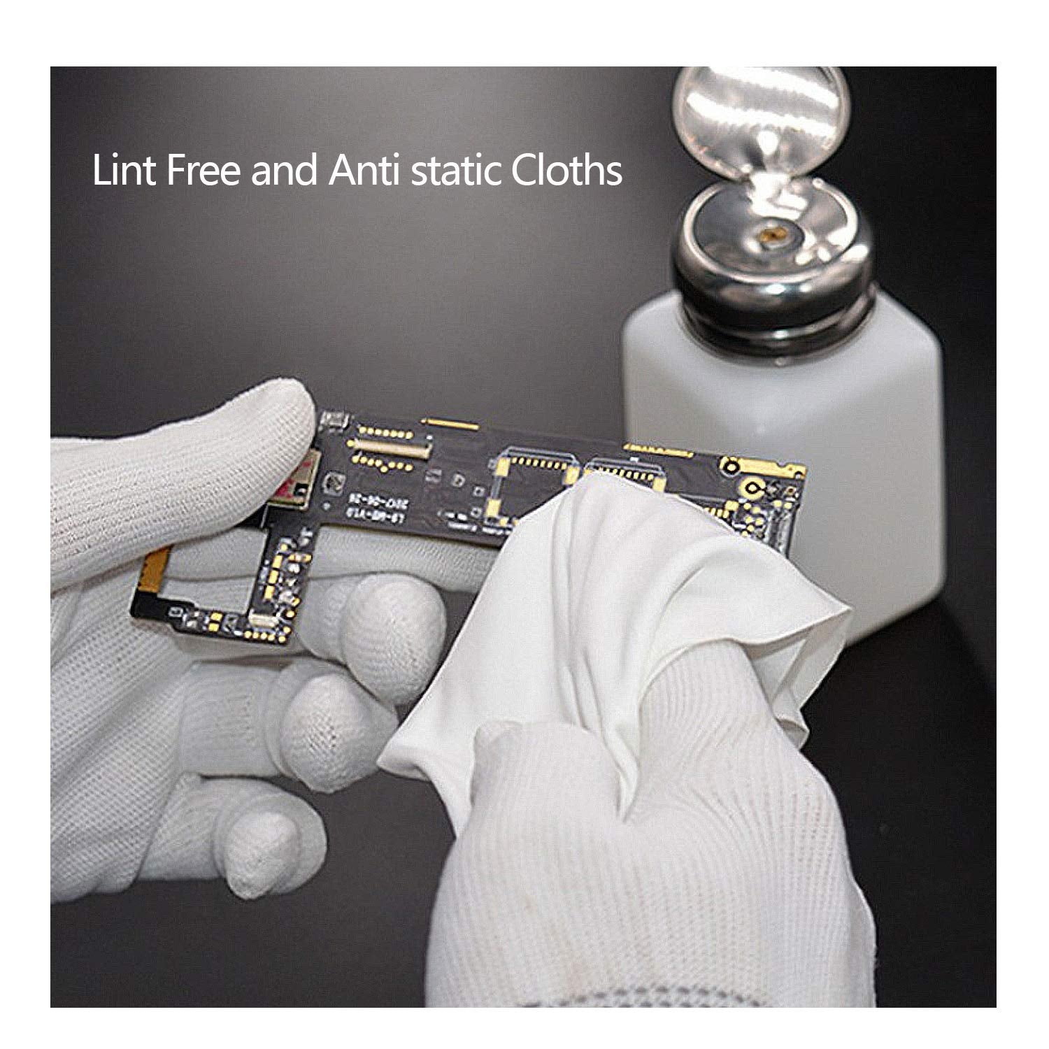 AAWipes Cleanroom Cloth Wipes 9"x9" (Bag of 150 Pcs) Double Knit 100% Polyester Wipers Lint Free Cloths with Ultra-fine Filaments, Laser Sealed Edge, Class 100 Cloths, Ultra-soft Wipes CP14009