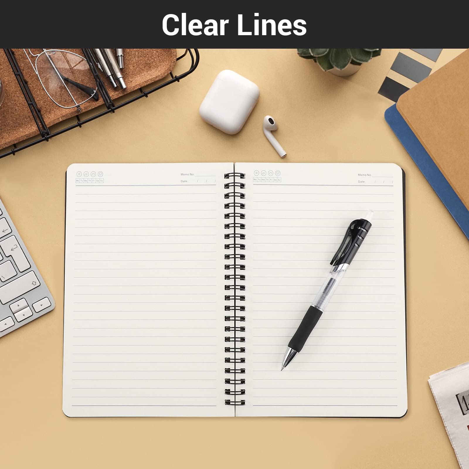 EUSOAR Students Ruled Spiral Notebook Hardcover, A5 3 packs 5.5x8.3" 120 Pages Lined Travel Writing Notebooks Journal, Memo Notepad Sketchbook, Students Office Business Diary Ruled Books-3Colors