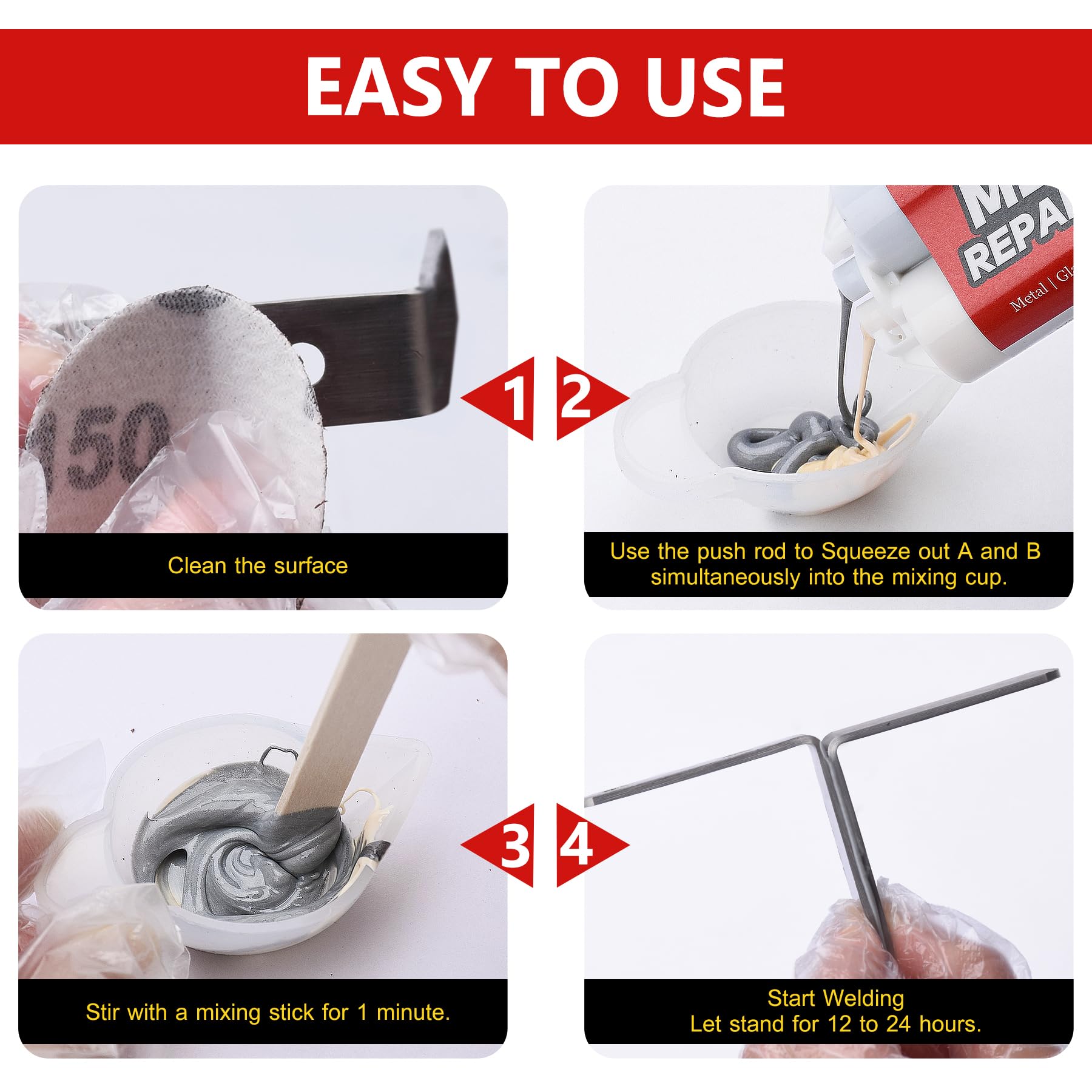 Metal Glue 100ml, High Strength Epoxy Repair Glue, Liquid Metal Adhesive for Welding Stainless Steel, Aluminum Alloy, Copper, Glass, Ceramic and DIY Craft, Waterproof & Heat-Resistant