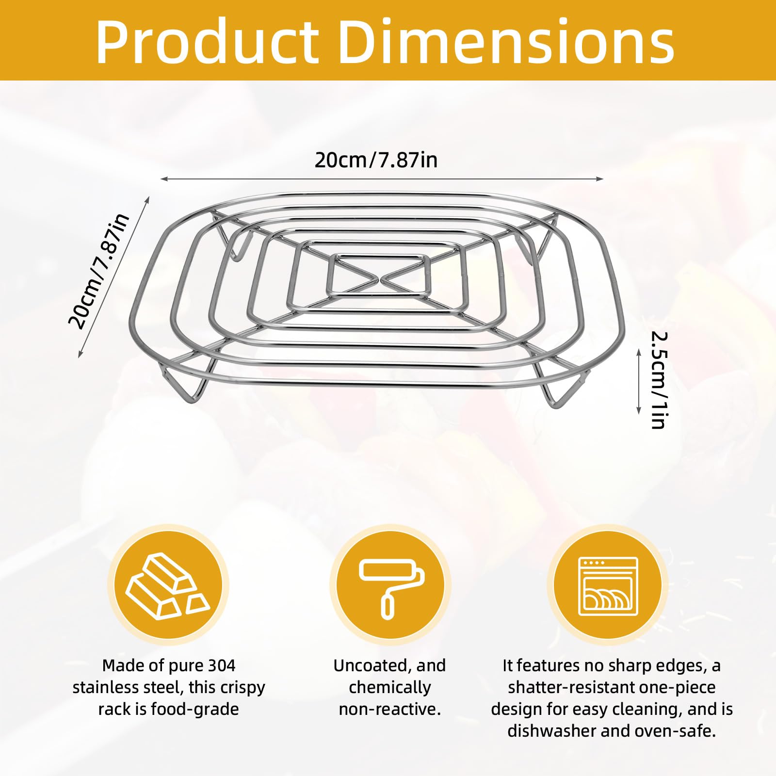 2pcs Crisper Rack for Ninja Crispi Air Fryer, 304 Stainless Steel Replacement Parts & Accessories Dishwasher Safe Air Fryer Rack for Ninja FN101/FN100/FN090/FN091/FN103 (Silver)