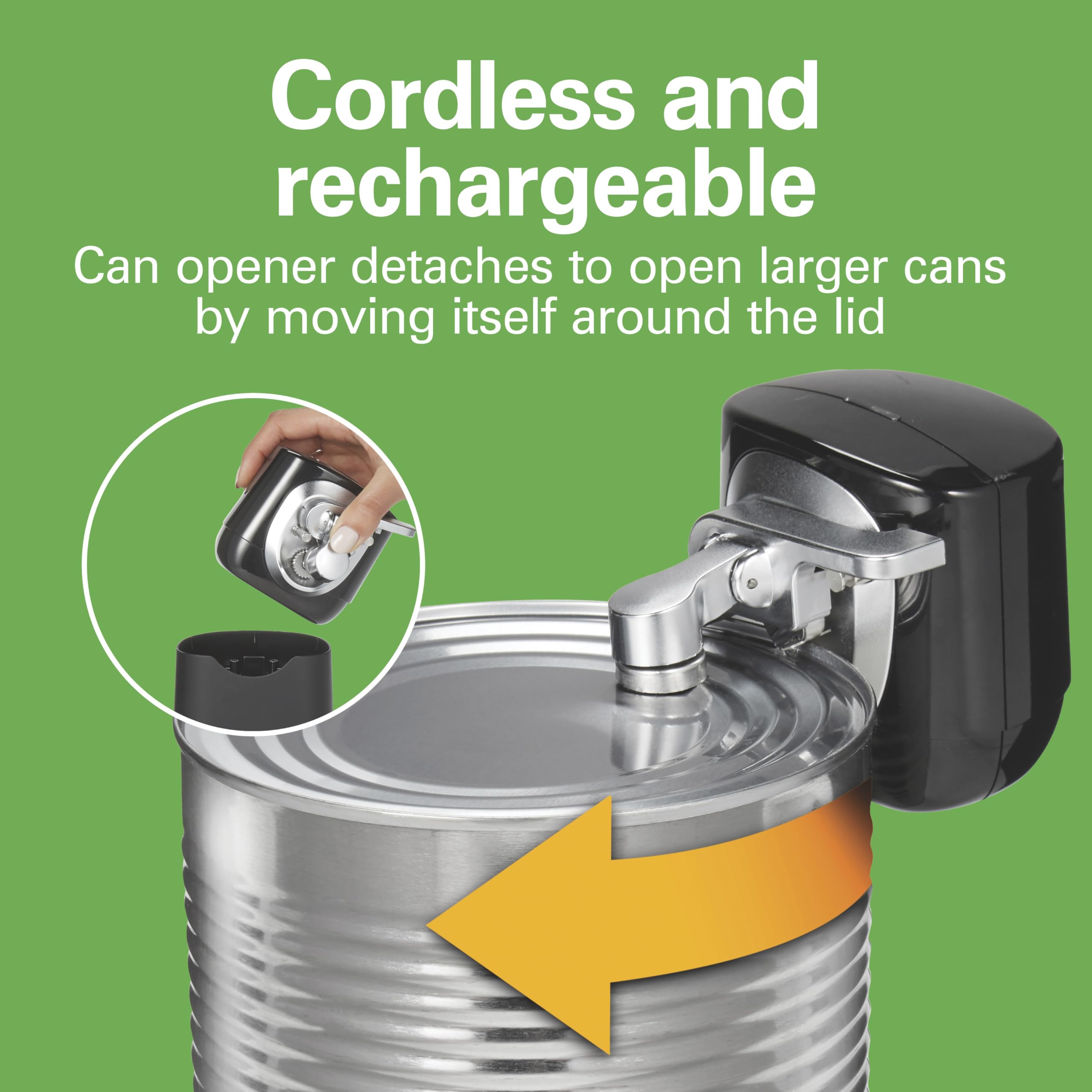 Hamilton Beach 76611FG FlexCut 2-in-1 Cordless & Rechargeable Electric, Easily Standard Automatic Can Opener, Easy-Clean, With Removable Walking Cut Head