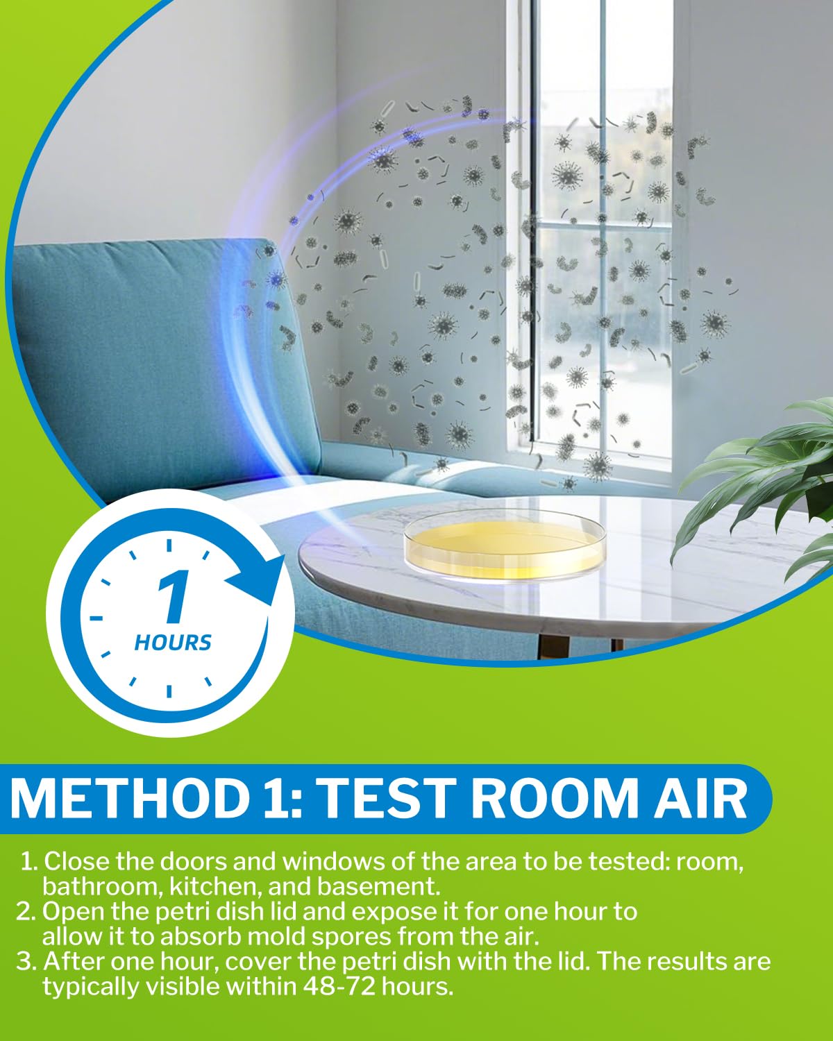 Mold Test Kit for Home - DIY Mold Test Kit for Indoor Air and Household Surface Detection, Includes Detailed Mold Identification Guide and Free Lab Analysis - 6 Detection Tests