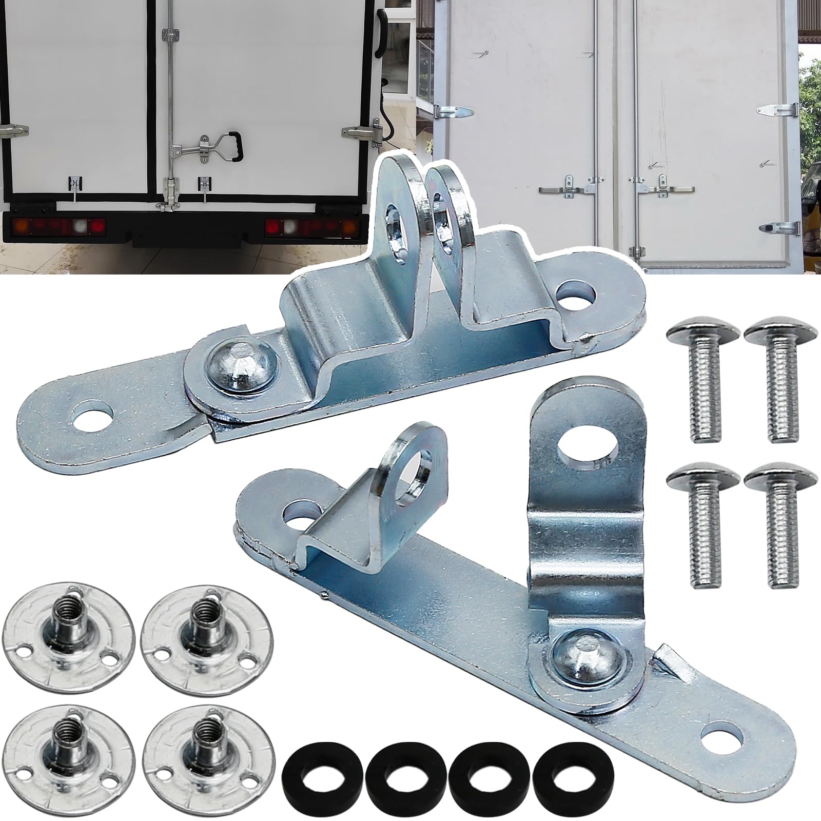 Hoypeyfiy 2Pcs Trailer Door Hasp Kit, Cargo Trailer Door Latch Catch for Enclosed Car Hauler, Truck, Flatbed Trailer, Container