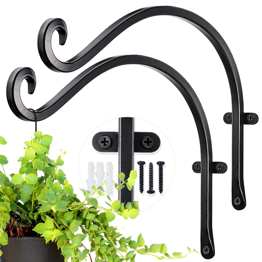 AJART Ceiling Hooks for Hanging Plants: Iron Plant Hanger for Wall Moun (Black 12inch, 12 Inch)