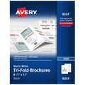 Tri-Fold Brochures, Inkjet, White, Matte, 1-up, 100-sheets