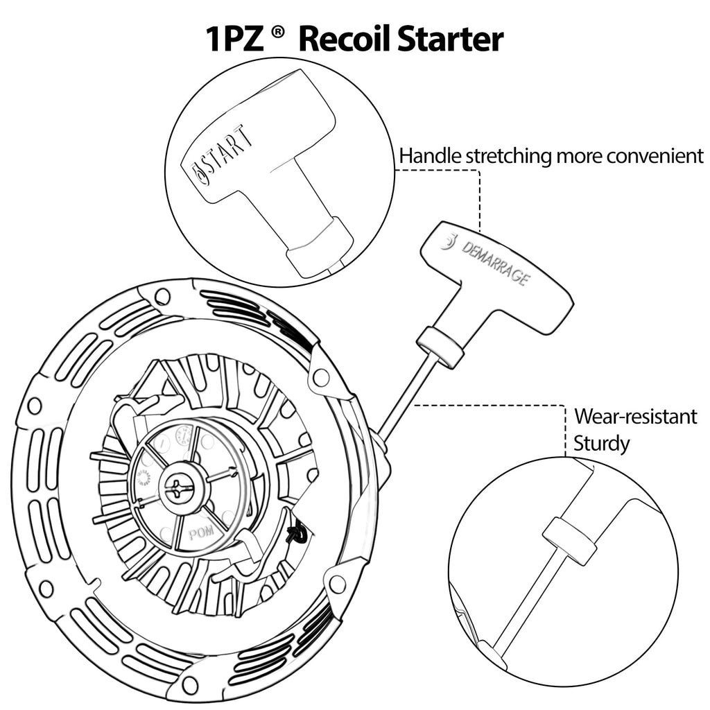 1PZ CA1-GVE Recoil Starter Pull Start Replacement for Honda GX120 GX160 GX200 Engine 28400-ZE1-003ZF