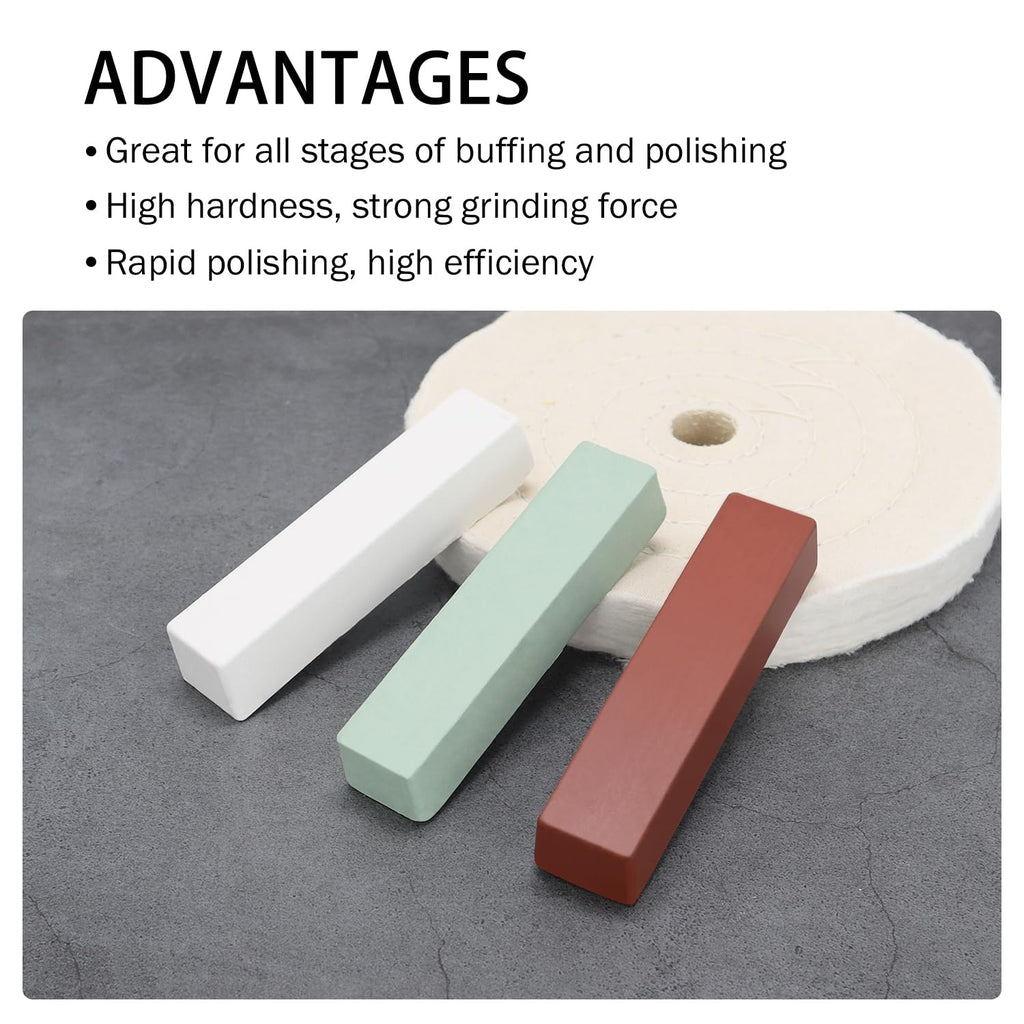 SCOTTCHEN Buffing Polishing Cutting Compounds 11.9 Oz. Kit - Green Fine/White Medium/Brown Coarse - 3 PCS
