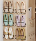 PrimZooty Wall Mounted Shoe Rack 6PCS, with Sticky Hanging Strips, Metal Wall Shoe Storage, Hanging Shoe Organizer for Wall/RV/Door