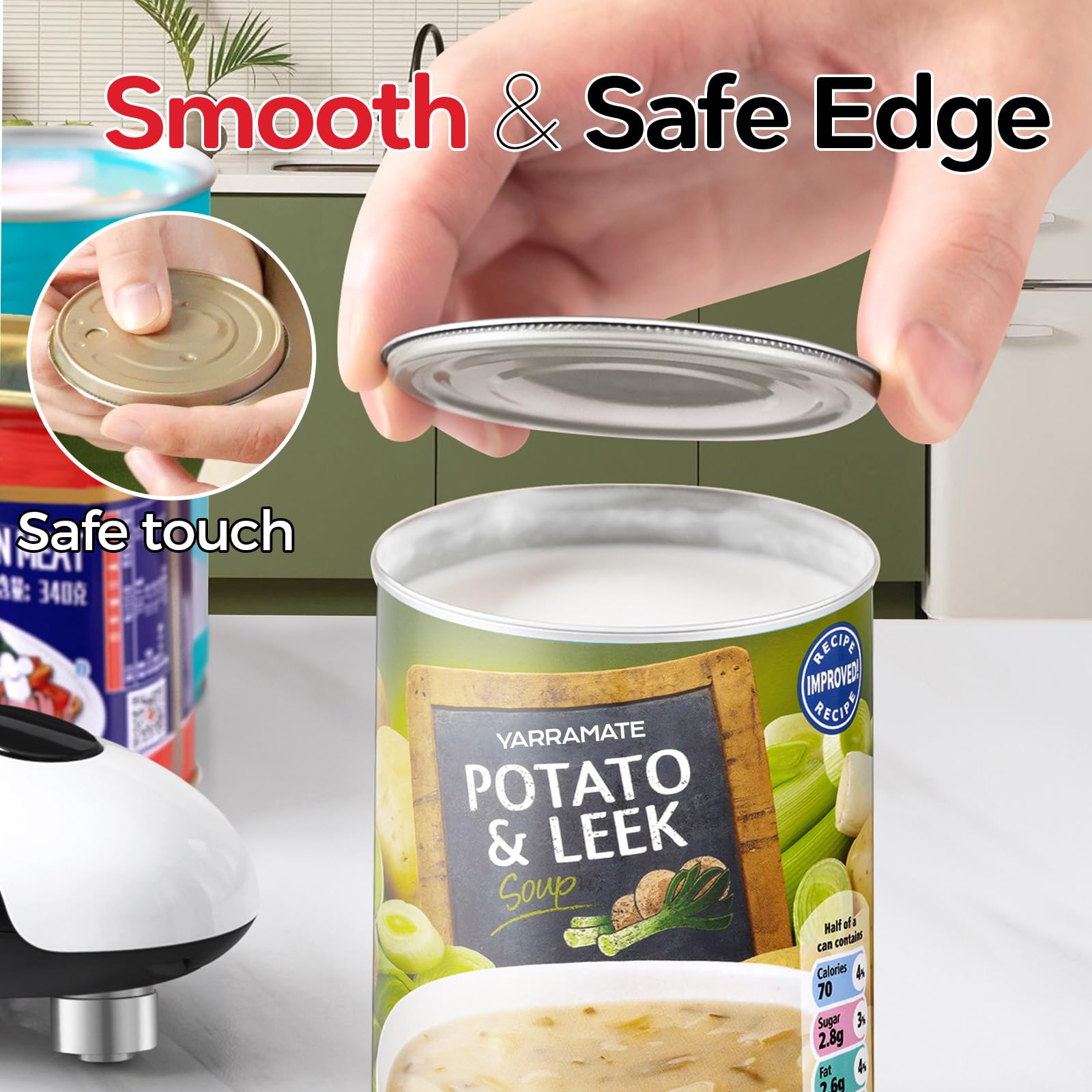 YARRAMATE Electric Can Opener, One Touch Rechargeable Automatic Can Openers for Kitchen Fits All Cans Sizes - Smooth Edge, Hands-Free for Seniors | with Storage Bag, Portable for Travel
