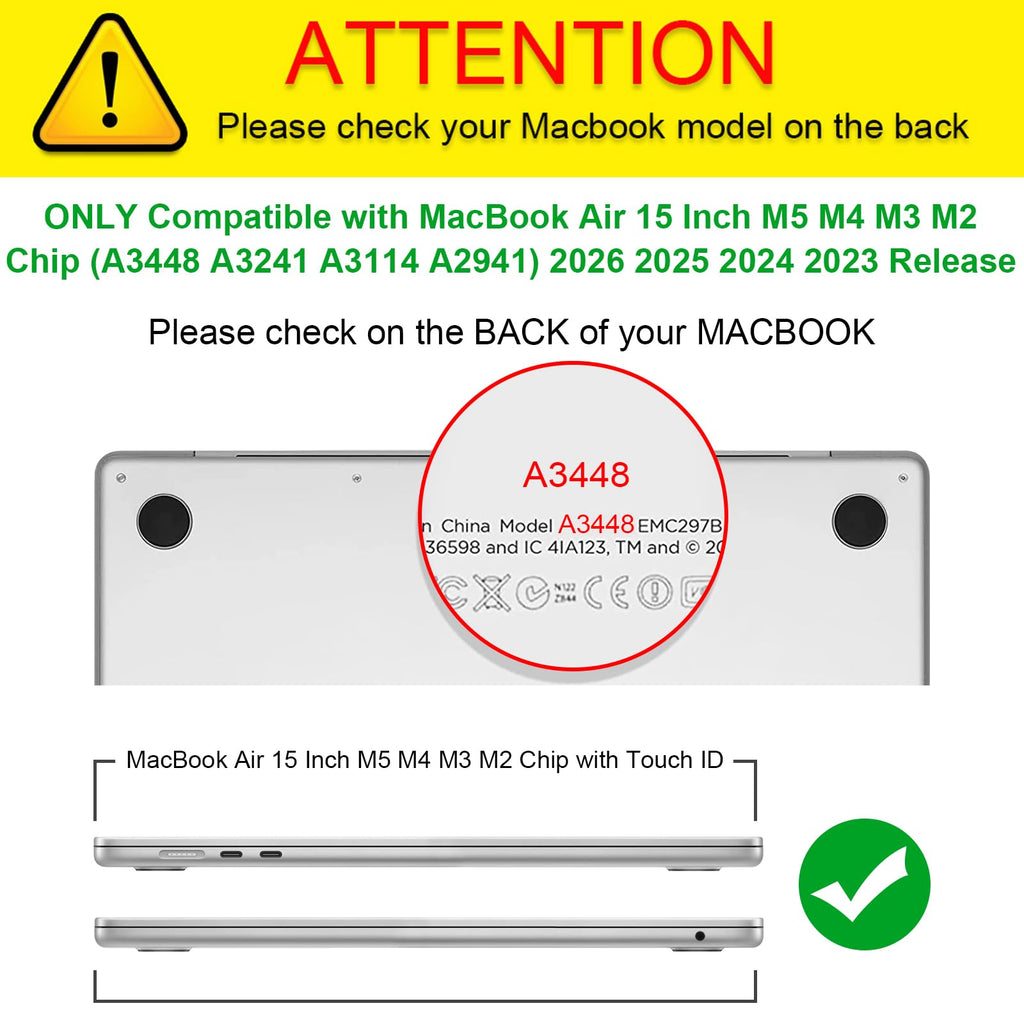 Fintie Case for MacBook Air 15 Inch A3241 A3114 A2941 (2026 2025 2024 2023 Release) - Heavy Duty Rugged Hard Shell Case Cover with TPU Bumper for MacBook Air 15.3" M2 M3 M4 M5 Chip, Clear