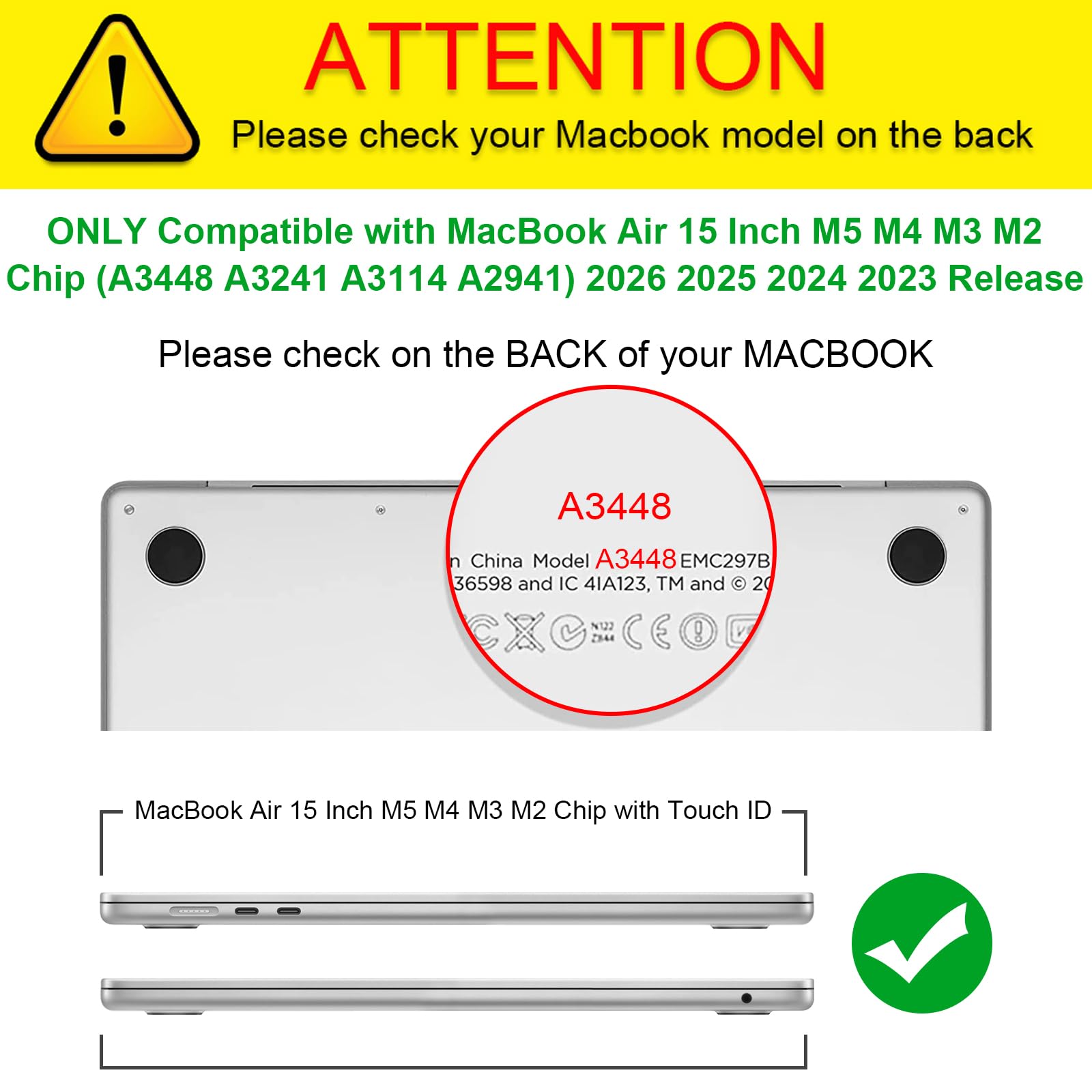 Fintie Case for MacBook Air 15 Inch A3241 A3114 A2941 (2026 2025 2024 2023 Release) - Heavy Duty Rugged Hard Shell Case Cover with TPU Bumper for MacBook Air 15.3" M2 M3 M4 M5 Chip, Clear