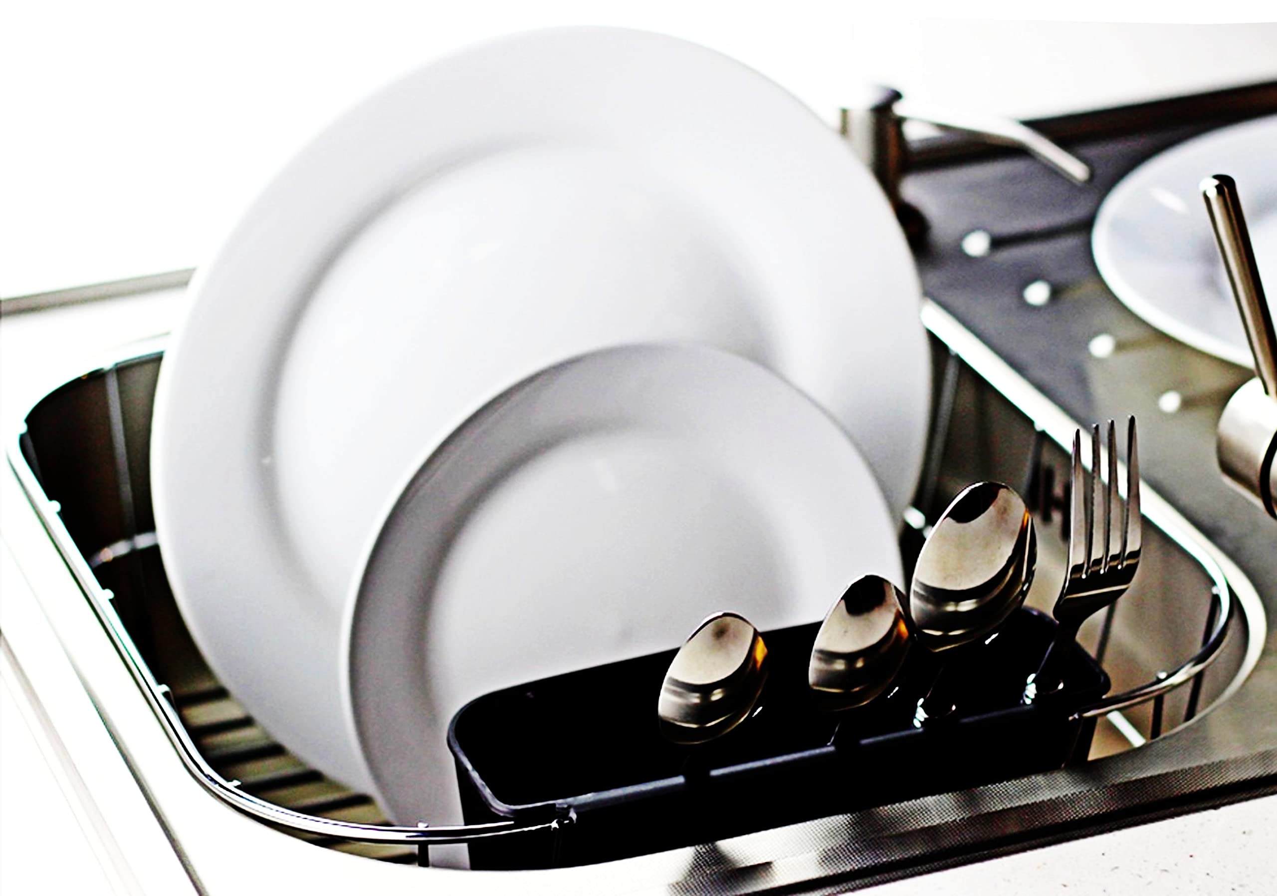 Deluxe Chrome-plated Steel Small Dish Drainers (Black)