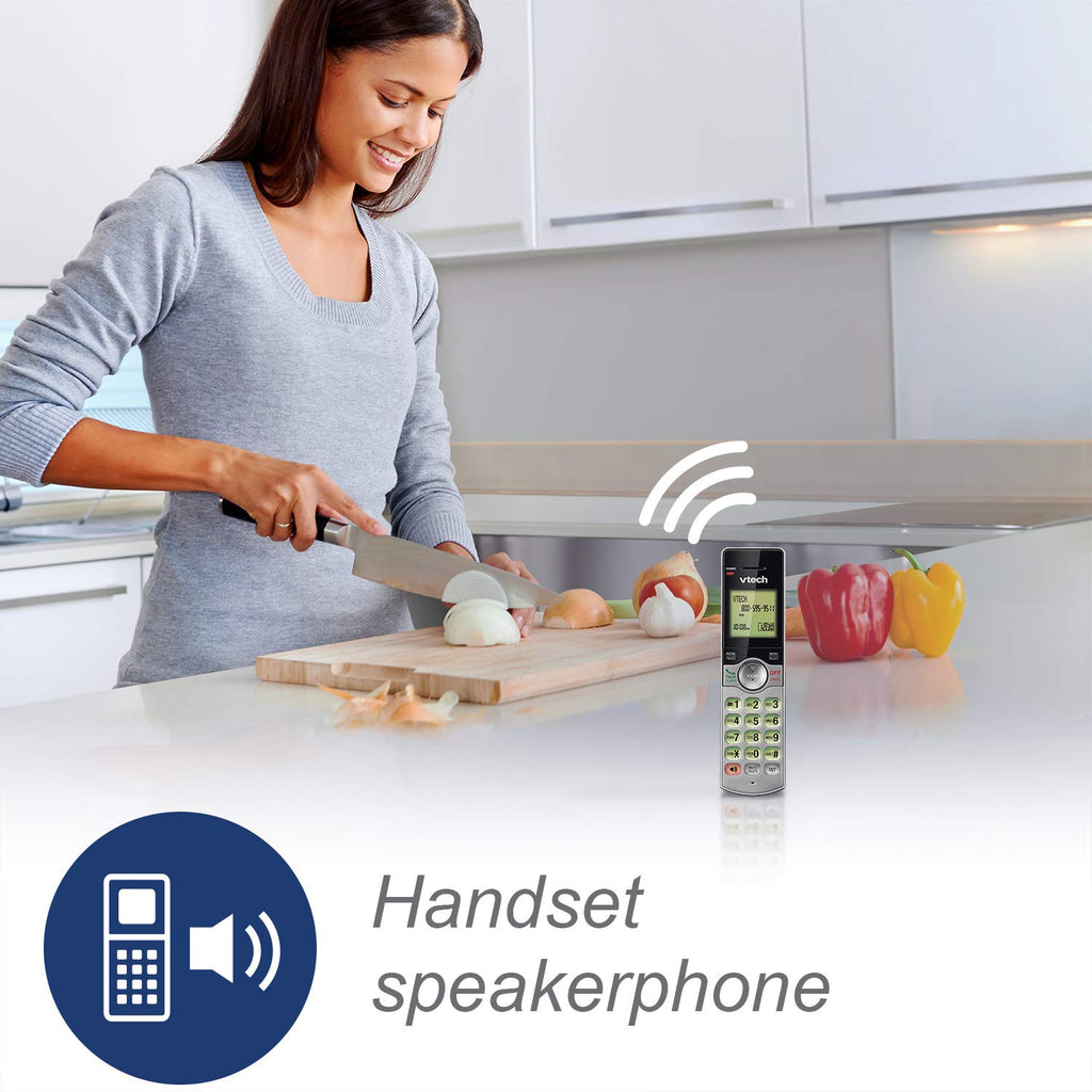 VTech DECT 6.0 Single Handset Cordless Phone with ITAD, CID, Backlit Keypad and Screen, Full Duplex Handset Speakerphone, Call Block Silver/Black - CS6929