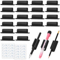 20 Pack Silicone Pen Holder, Adhesive Pen Pencil Holder for Desk Pen Holder Clips Marker Holder with 20 Pcs Extra Sticky Tape for Classroom Office Home Desk Accessories (Black)