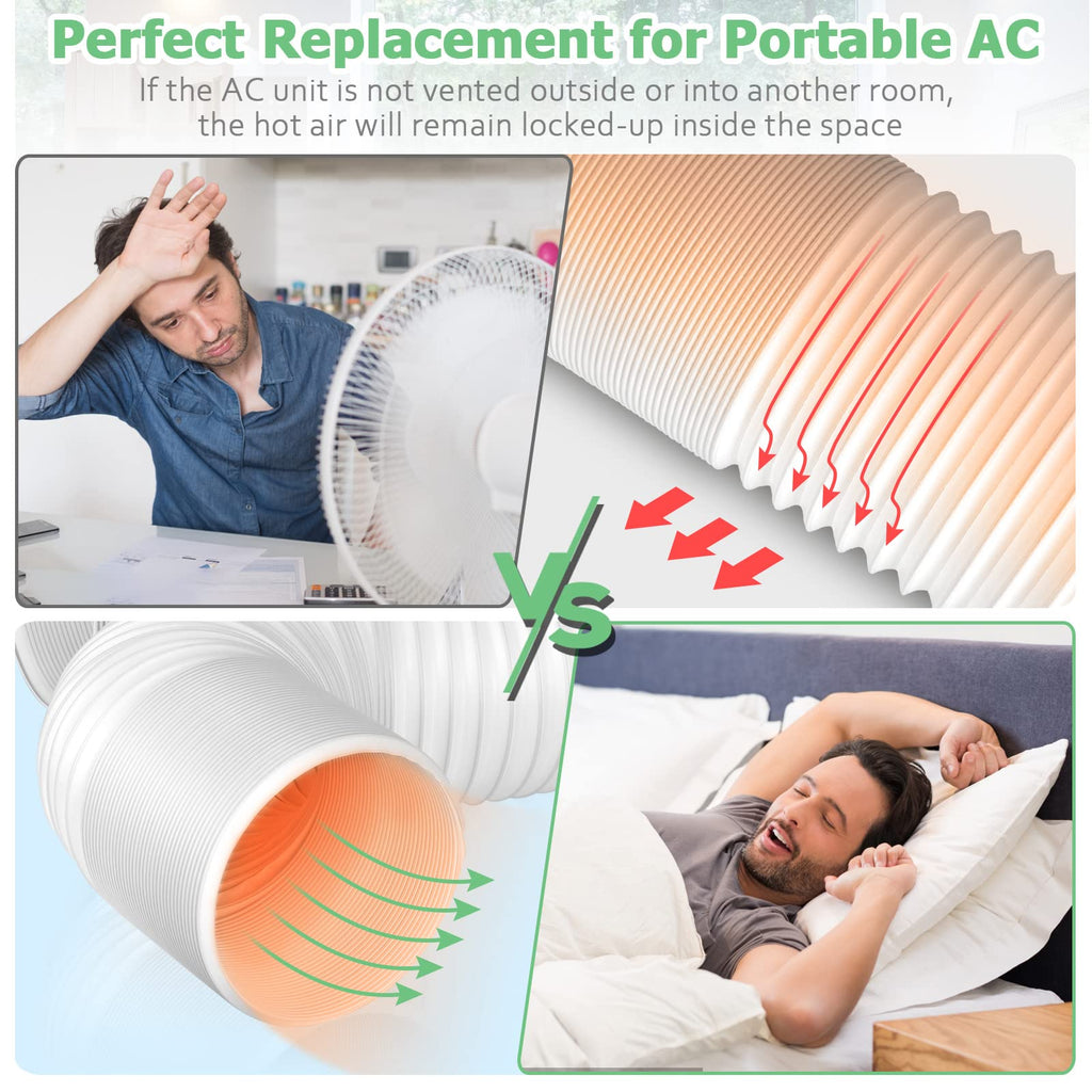 Air Conditioner Exhaust Vent Hose - 5.9 inch Diameter, 80" Length, Universal Counter-Clockwise Thread Air Vent Compatible with Whynter, Frigidaire, LG, Delonghi Toshiba, Delonghi, JHS